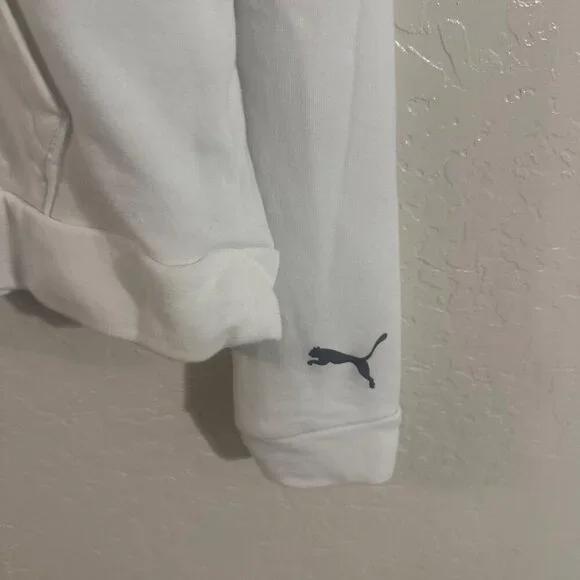 Puma White Long Sleeved Half Zip Pocketed Cropped Athletic Jacket - Picture 4 of 10